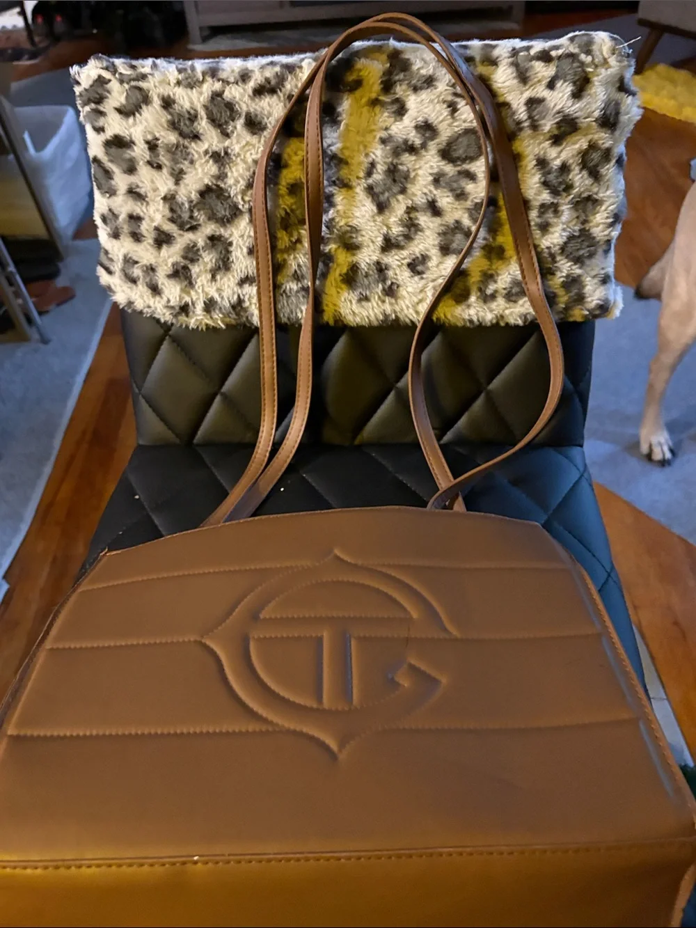 Women's Tan Quilted Crossbody Bag
